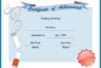 Quitting Smoking Printable Certificate inside Top Smoke Free Policy Template