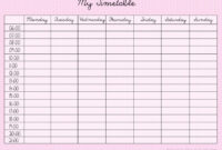 Revision Timetable Template Blank With Blank Revision Timetable in Blank Revision Timetable Template