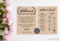 Rustic Wedding Itinerary Card Template, Welcome Bag Letter, Agenda Diy with regard to Wedding Welcome Bag Itinerary Template