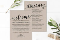 Rustic Wedding Itinerary Template / Printable Wedding Welcome | Etsy regarding Wedding Welcome Bag Itinerary Template