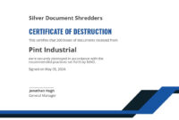 Sample Certificate Of Destruction Template | Template regarding Free Certificate Of Destruction Template