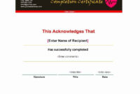 Free Certificate Of Completion Construction Templates