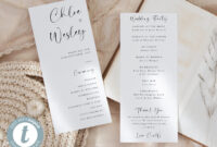 Simple Wedding Program Template Editable Ceremony Program | Etsy for Wedding Ceremony Itinerary Template