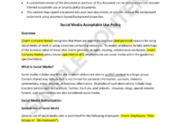 Social Media Acceptable Use Policy intended for Fantastic Employee Social Media Policy Template