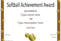 Fascinating Softball Award Certificate Template