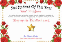 Student Of The Year Certificate Unique Star Student The Year throughout Star Student Certificate Template