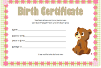 Teddy Bear Birth Certificate Printable Free 2 In 2021 | Birth inside Cute Birth Certificate Template