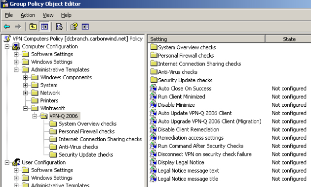 Using The Vpn-Q 2006 Active Directory Group Policy Template with Computer Use Policy Template