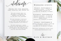 Wedding Welcome Bag Note Printable Wedding Template Itinerary | Etsy regarding Wedding Welcome Bag Itinerary Template