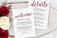 Wedding Welcome Letter Template Burgundy Wedding Itinerary | Etsy In with regard to Wedding Welcome Itinerary Template