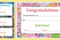 Well Done Congratulations Certificates inside Well Done Certificate Template