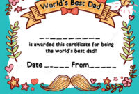 World`s Best Dad Award Certificate Template Stock Vector - Illustration within Best Dad Certificate Template