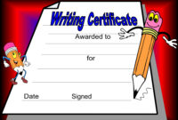 Writing Certificate intended for Handwriting Award Certificate Printable
