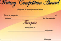 Writing Competition Certificate Templates (2020 Best Ideas) within Vbs Attendance Certificate Template