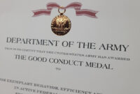 Army Good Conduct Medal Certificate Template