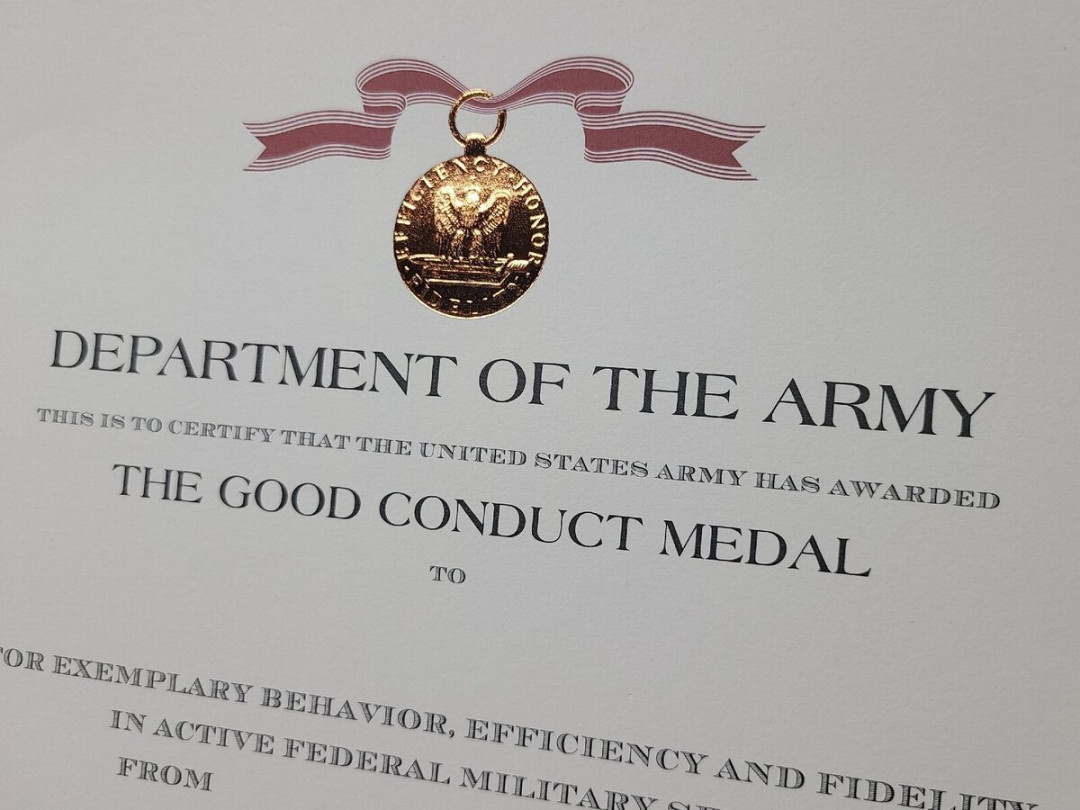 Army Good Conduct Medal Certificate (Original Issue)  eBay