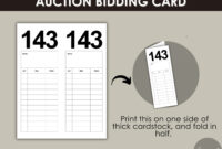 Auction Bid Card Template