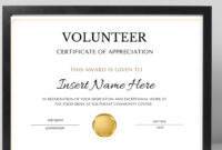 Volunteer Of The Year Certificate Template