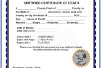 A Template For A Fictitious Death Certificate