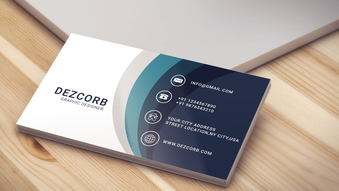 Business card design in photoshop cs  Back  Blue