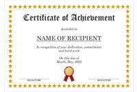 Certificate Of Excellence Template – Word Document