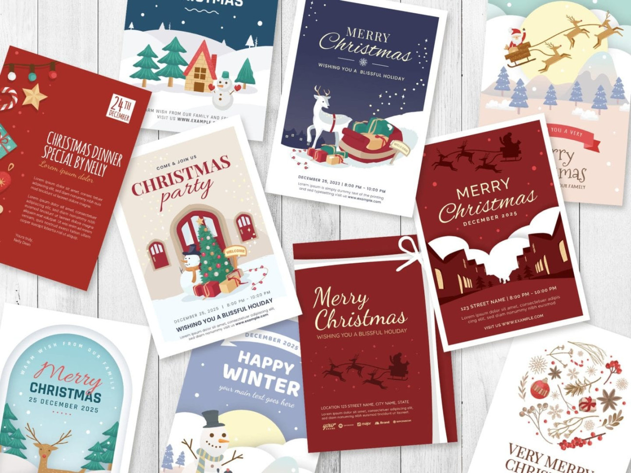 Christmas Card Templates - Adobe Illustrator, Vector, EPS - BrandPacks