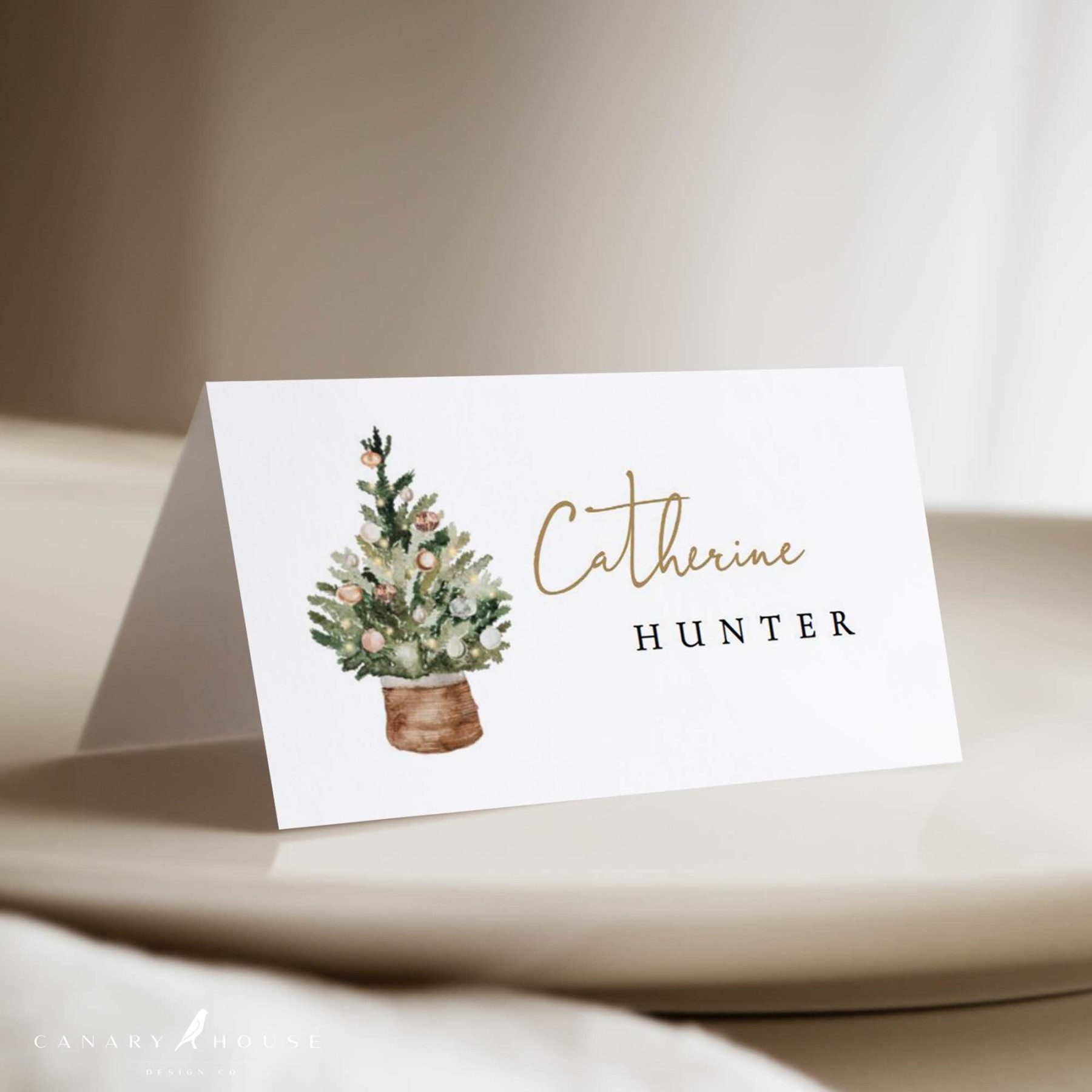 Christmas Place Card Template, Printable Christmas Place Cards