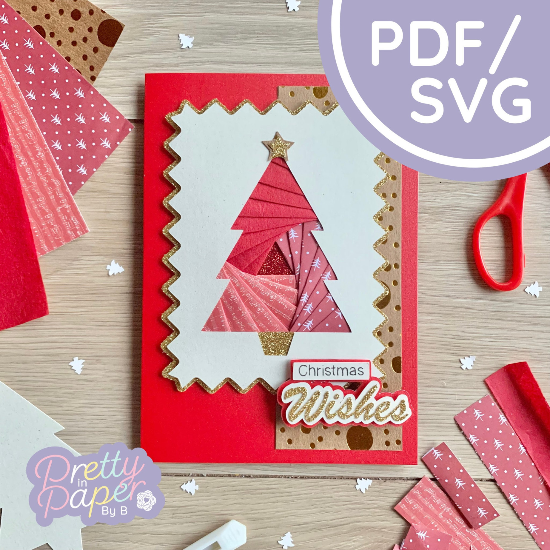 Christmas Tree Iris Folding Pattern PDF & SVG Xmas Tree Beginner