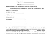 Certificate Of Conformity Template