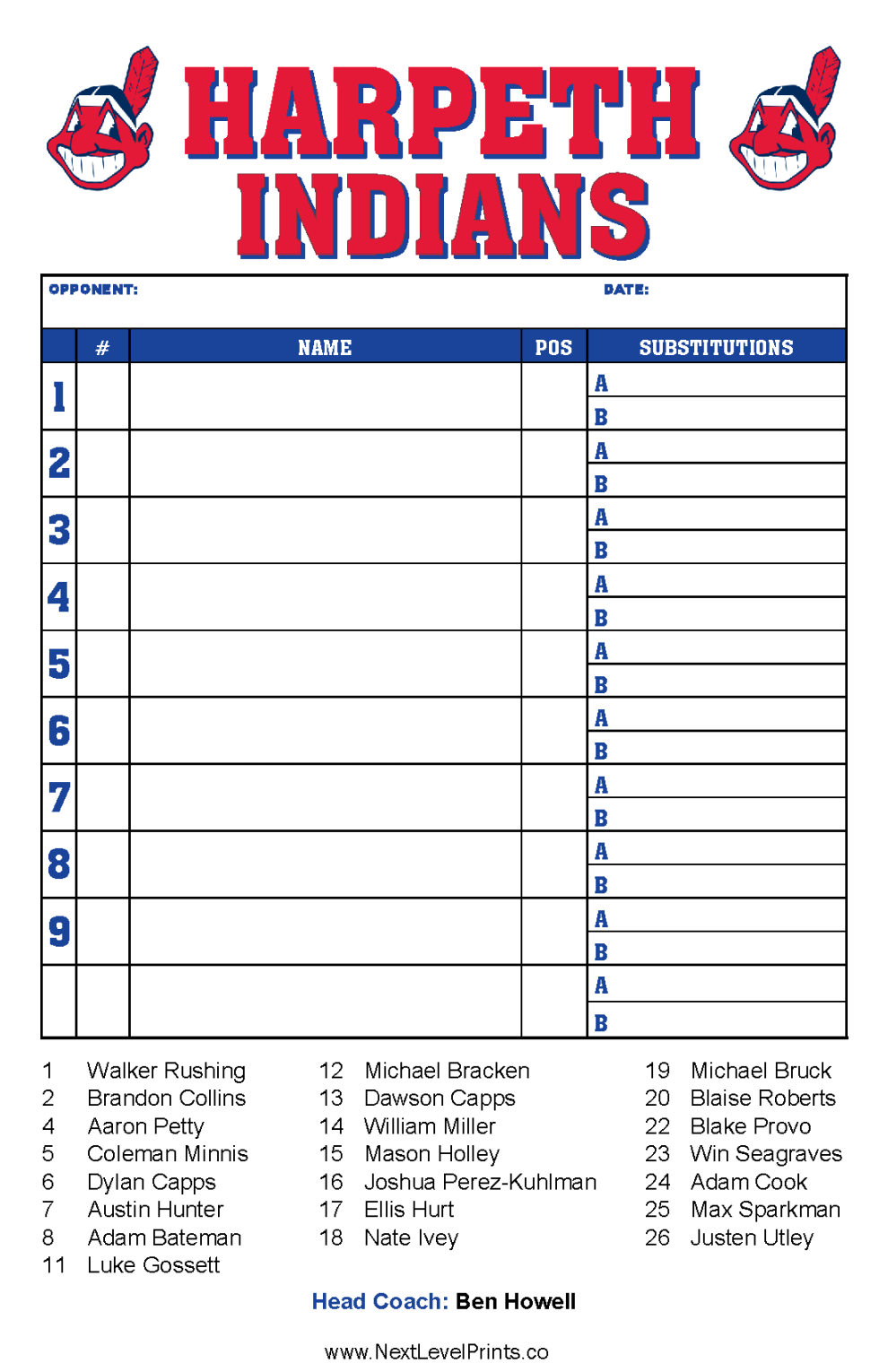 Custom Lineup Cards