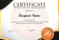 Basketball Camp Participant Certificate Template