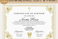 Roman Catholic Baptism Certificate Template