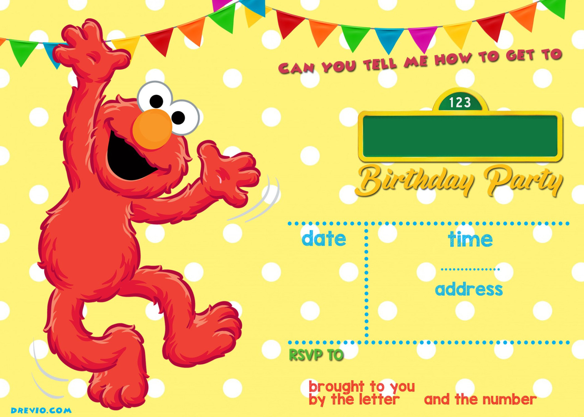 Elmo Sesame Street Birthday Party Invitations - Drevio : Free And