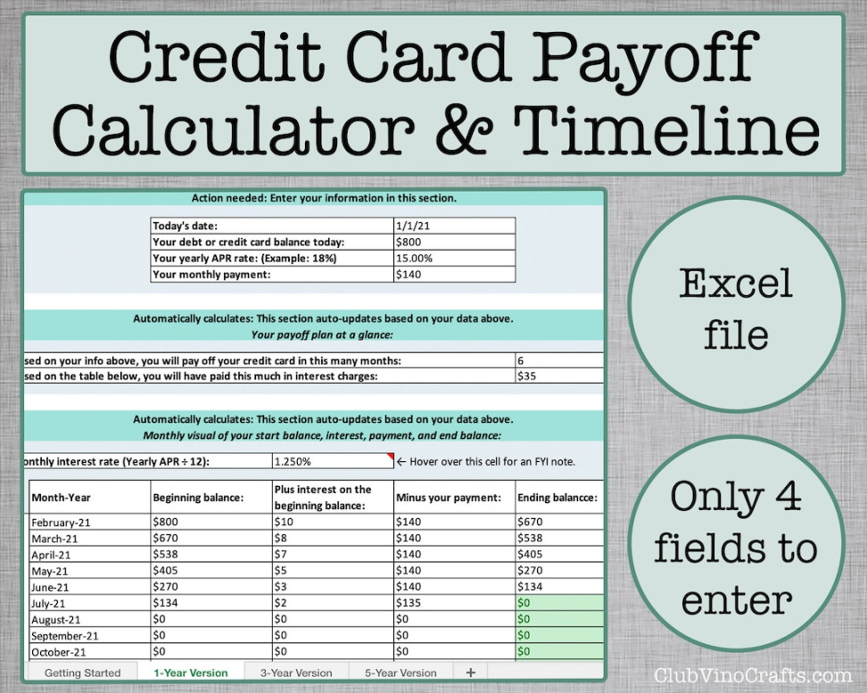 Excel Credit Card Payoff Calculator and Timeline Easy Financial