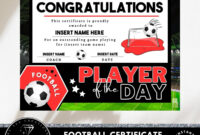 Player Of The Day Certificate