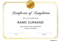 Certificate Of Completion Template