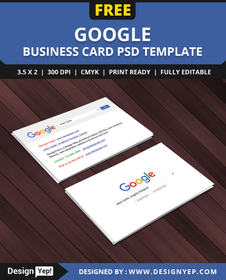 Free Google Interface Business Card PSD Template :: Behance