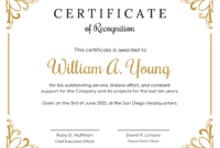 Sample Recognition Certificate Template