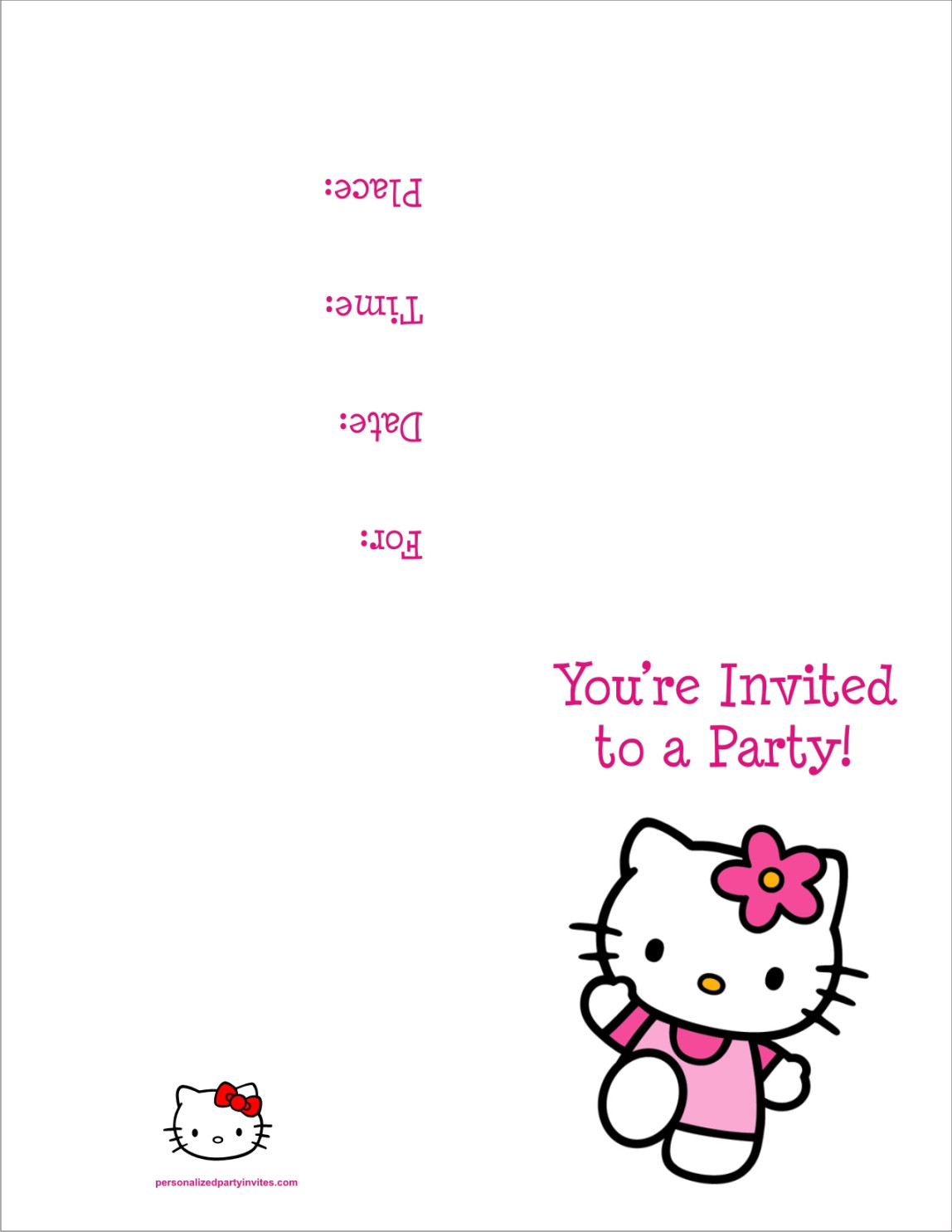 Hello Kitty FREE Printable Birthday Party Invitation Personalized