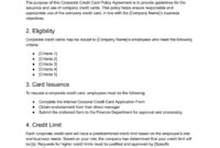 Corporate Credit Card Agreement Template