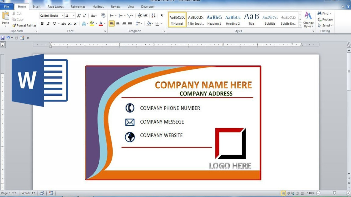 How to make Own Company Business Card Design in Ms word  Visiting card  design in ms word