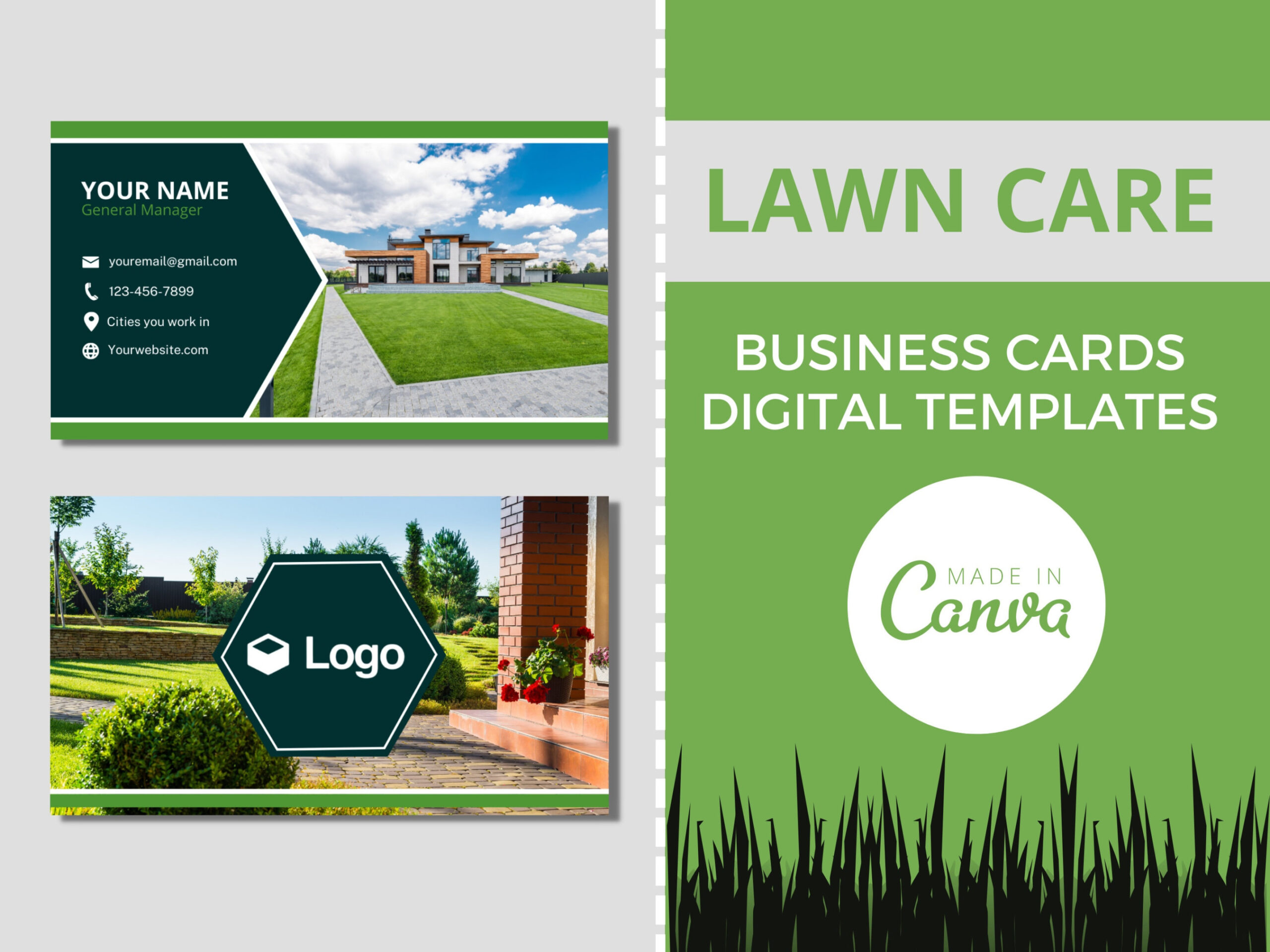 Landscapers Editable Business Card Design  Template, Pre-made