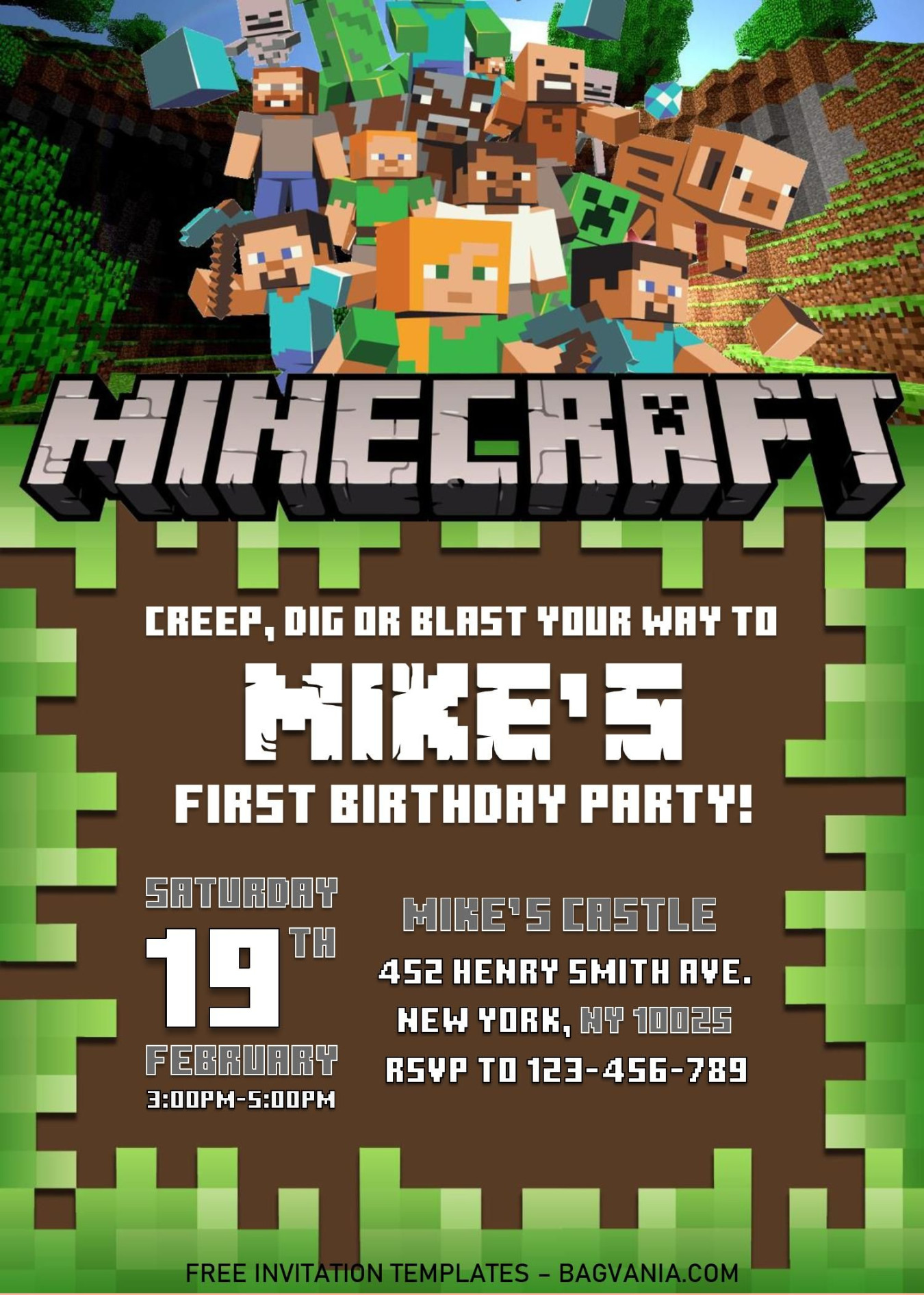 Minecraft Birthday Invitation Templates – Editable With MS Word