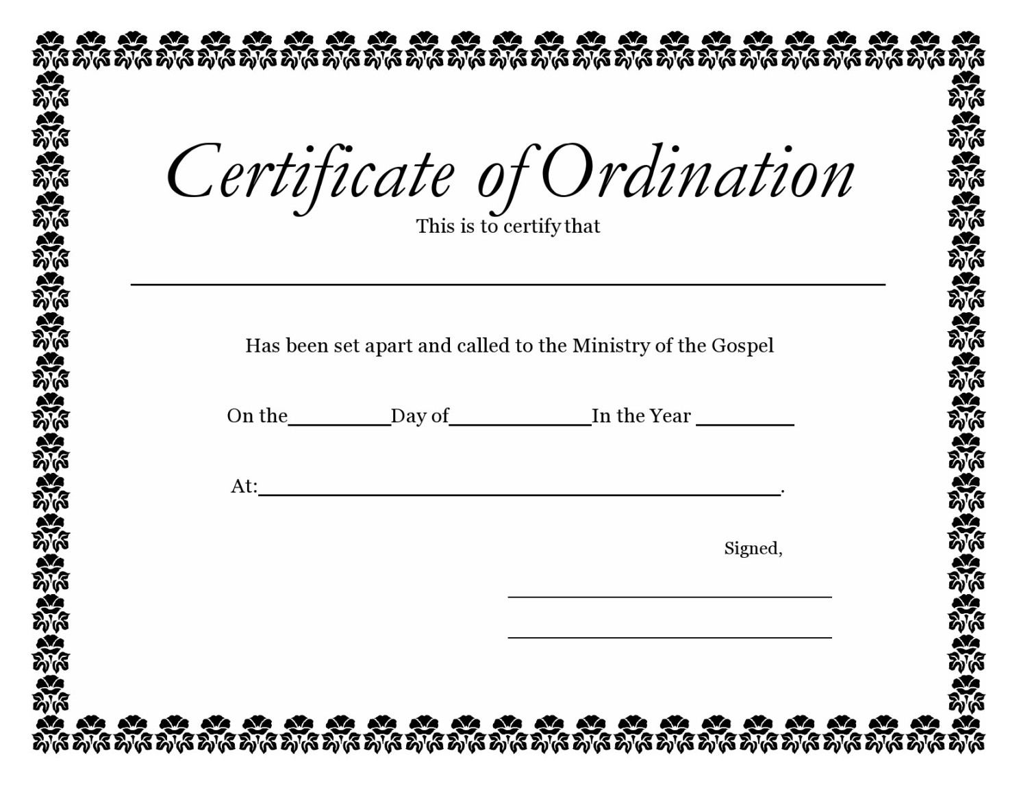 Ordination Certificate Templates (Free Printables) Ordination Certificate Templates (Free Printables)
