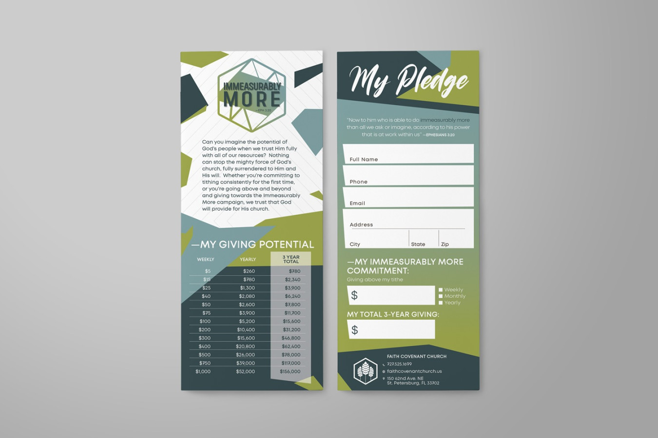 Pledge Cards & Commitment Cards  Church Campaign Design