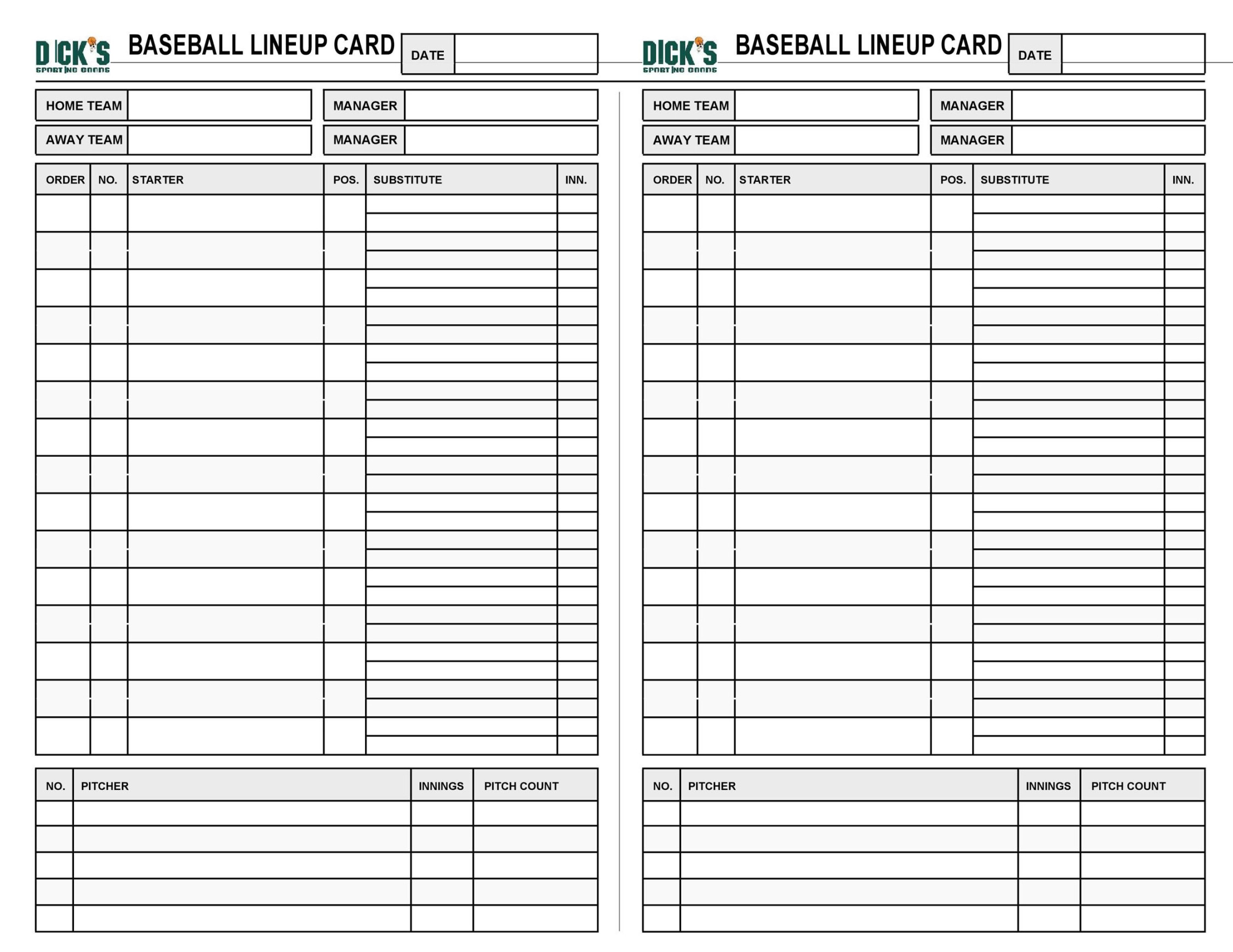 Printable Baseball Lineup Templates [Free Download] ᐅ TemplateLab