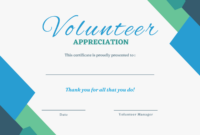 Volunteer Recognition Certificate Template