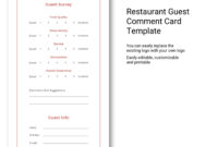 Restaurant Comment Card Template: A Tool For Customer Feedback