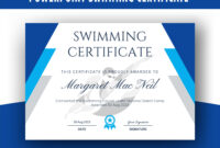 Swimming Achievement Certificate Template