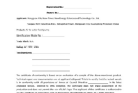 Certificate Of Conformance Template
